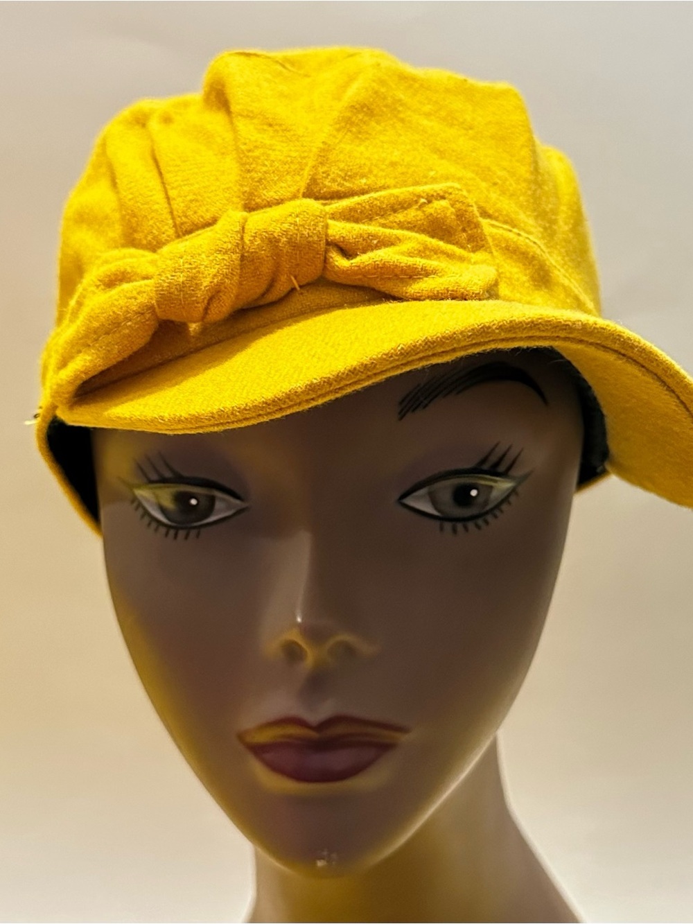 D&Y Mustard Yellow  100% Wool Bow Cap